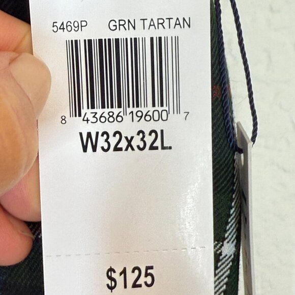 Tartan Plaid Blue Green Pants Preppy Slim Fit Size 32 - Picture 7 of 11